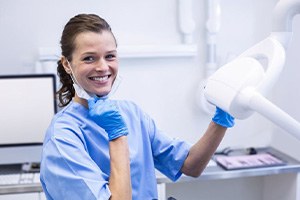 Dental hygienist smiles